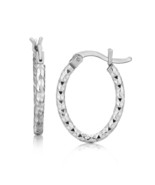Diamond Cut Petite Oval Hoop Earrings 100% Genuine Sterling Silver 0.75&quot;... - $50.68 CAD