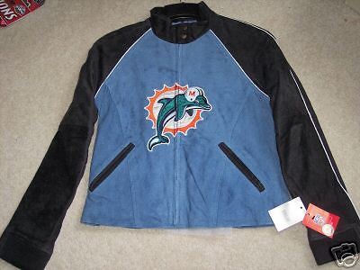 Miami Dolphins Jacket Ladies Suede Leather Coat NFL Football Size Small New - $59.95