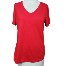 Red Pima Cotton Blend V Neck Tee Size Small  - £19.78 GBP