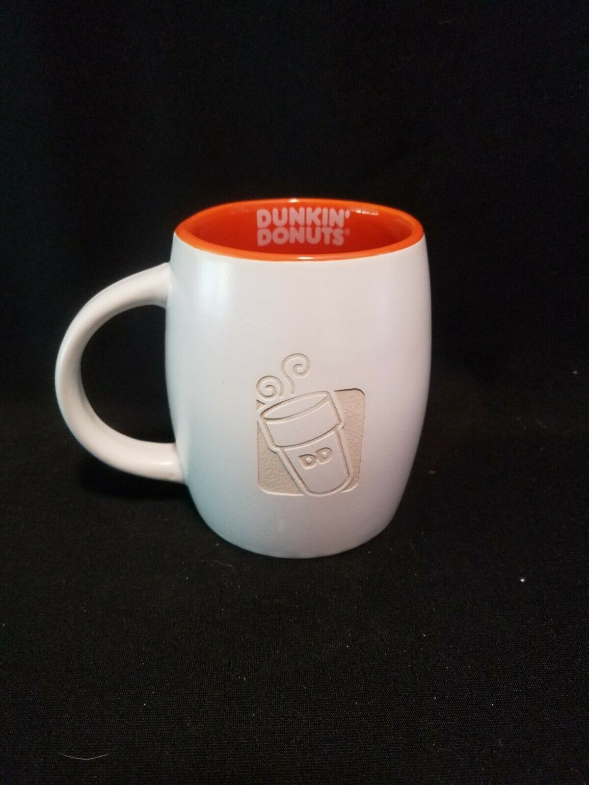 Primary image for 2012 Dunkin' Donuts Coffee Mug Tea Cup White w/Orange w/White Lettering 14 oz