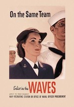 On the Same Team: Enlist in the Waves 20 x 30 Poster - £20.88 GBP