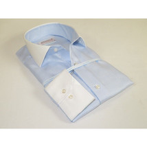 Mens 100% Italian Cotton Shirt High Quality Non Iron SORRENTO Turkey 4442 Blue image 4