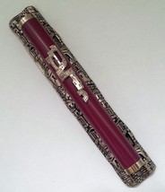 6&quot; Pewter purple color mezuzah case Jerusalem motif need 12cm kosher scroll  - £18.08 GBP
