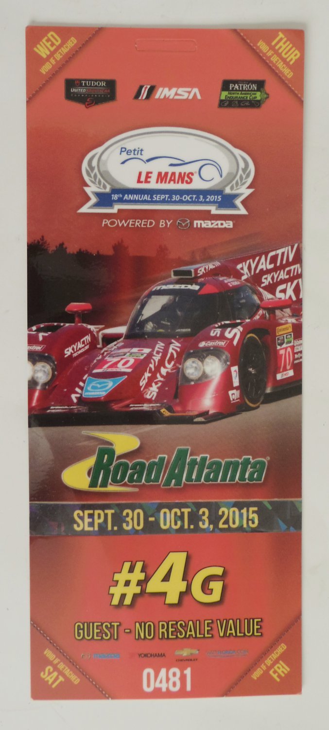 2015 Petit Le Mans Road Atlanta Ticket IMSA Tudor United Sportscar - $2.29