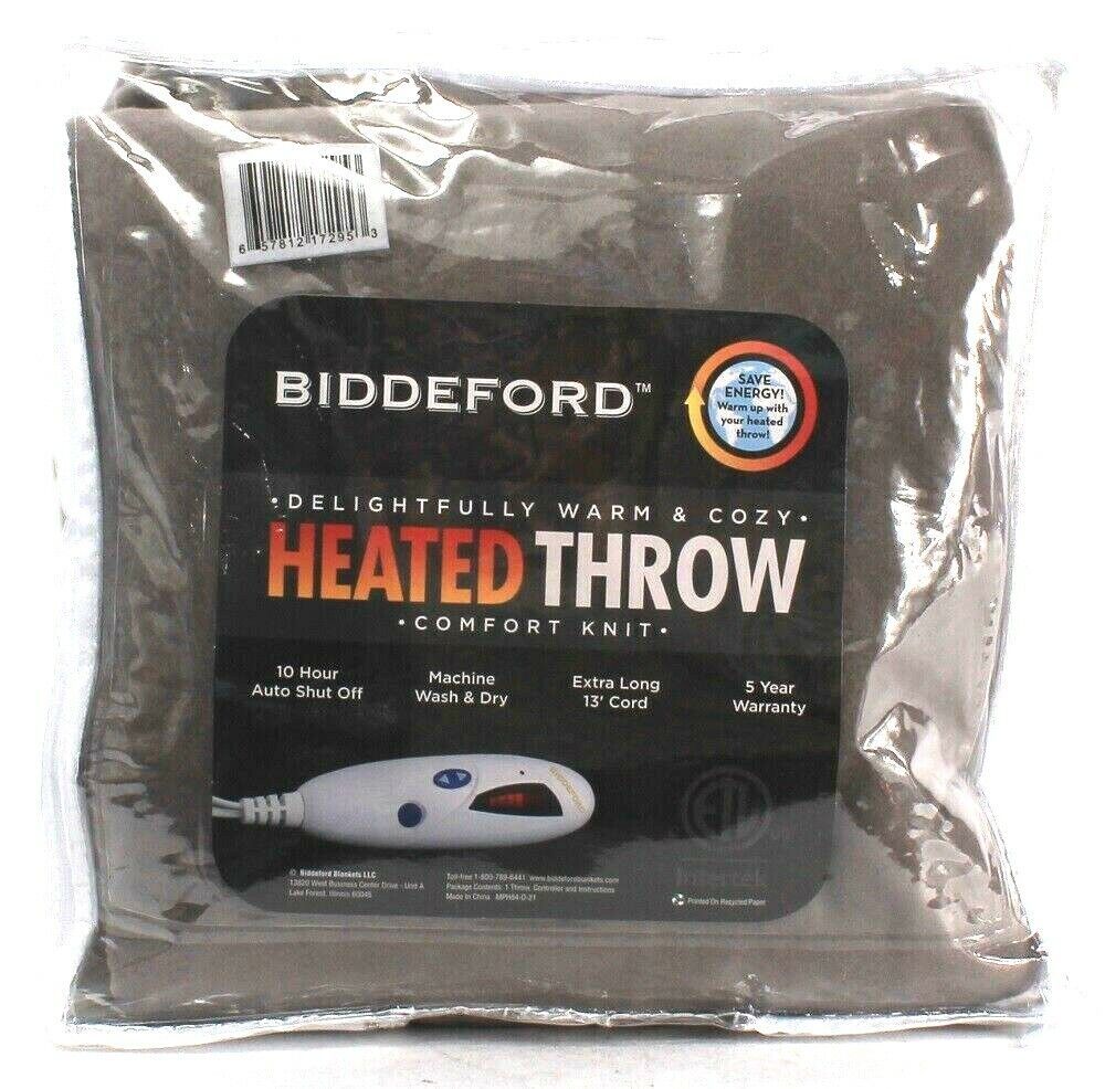 Biddeford Comfort Knit Heated Throw 10 Hour Auto Shut Off 13' Extra Long Cord - $77.99