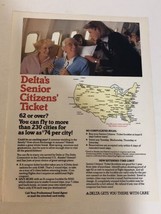 1987 Delta Airlines Senior Citizen Ticket vintage Print Ad Advertisement pa20 - £5.94 GBP