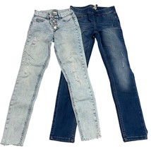 Justice Girls High Rise Distressed Skinny Jeans Bundle Light &amp; Dark Wash... - $14.40