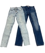 Justice Girls High Rise Distressed Skinny Jeans Bundle Light &amp; Dark Wash... - $272.57 MXN
