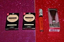 WET N WILD COVERALL PRESSED POWDER #822B+LIPGLOSS &amp; BRUSH LOT OF 4 SEALE... - $11.54