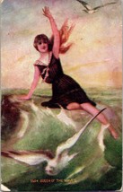 Postcard Queen of the Waves Fantasy Sea Nymph Rides the Waves c.1907-1915 a4 - £18.50 GBP