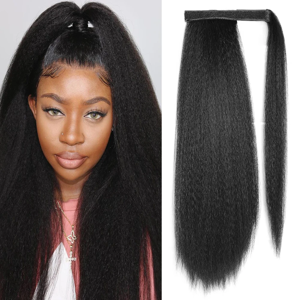 MyDiva 30Inches Long Straight Afro Synthetic Ponytail Hair Kinky Natural Hair - £12.94 GBP