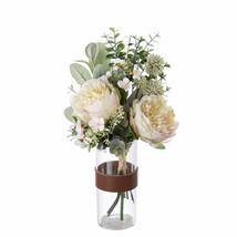 Artificial Peony, Daisy, Rabbit&#39;s Ear, Eucalyptus Bouquet Arrangement - £12.65 GBP