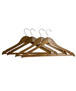 Lot of 4 Wooden Suit Hangers Trouser Bar Curved Clothes Pants Dark Brown... - $188.26 MXN