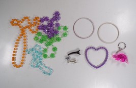 10 Children&#39;s Jewelry Piece Lot: Flower Necklaces, Metal Bracelets, Keychain - £5.54 GBP