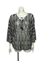 Lane Bryant Shirt Black &amp; White Top Size 14/16 Striped Semi Sheer - $13.87