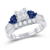 10kt White Gold Princess Diamond Bridal Wedding Ring Band Set 1/2 Ctw - £559.88 GBP