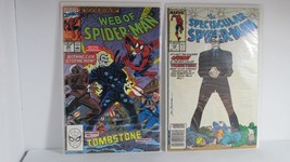 Web of Spiderman #68 &amp; Spectacular  Spideman #139 - Marvel Comics 1990 Tombstone - £8.62 GBP