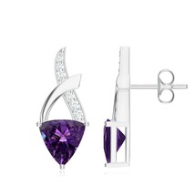 Kicky and Perky 925 Sterling Silver Amethyst, Moissanite Earring Women&#39;s... - $1,233.55 MXN