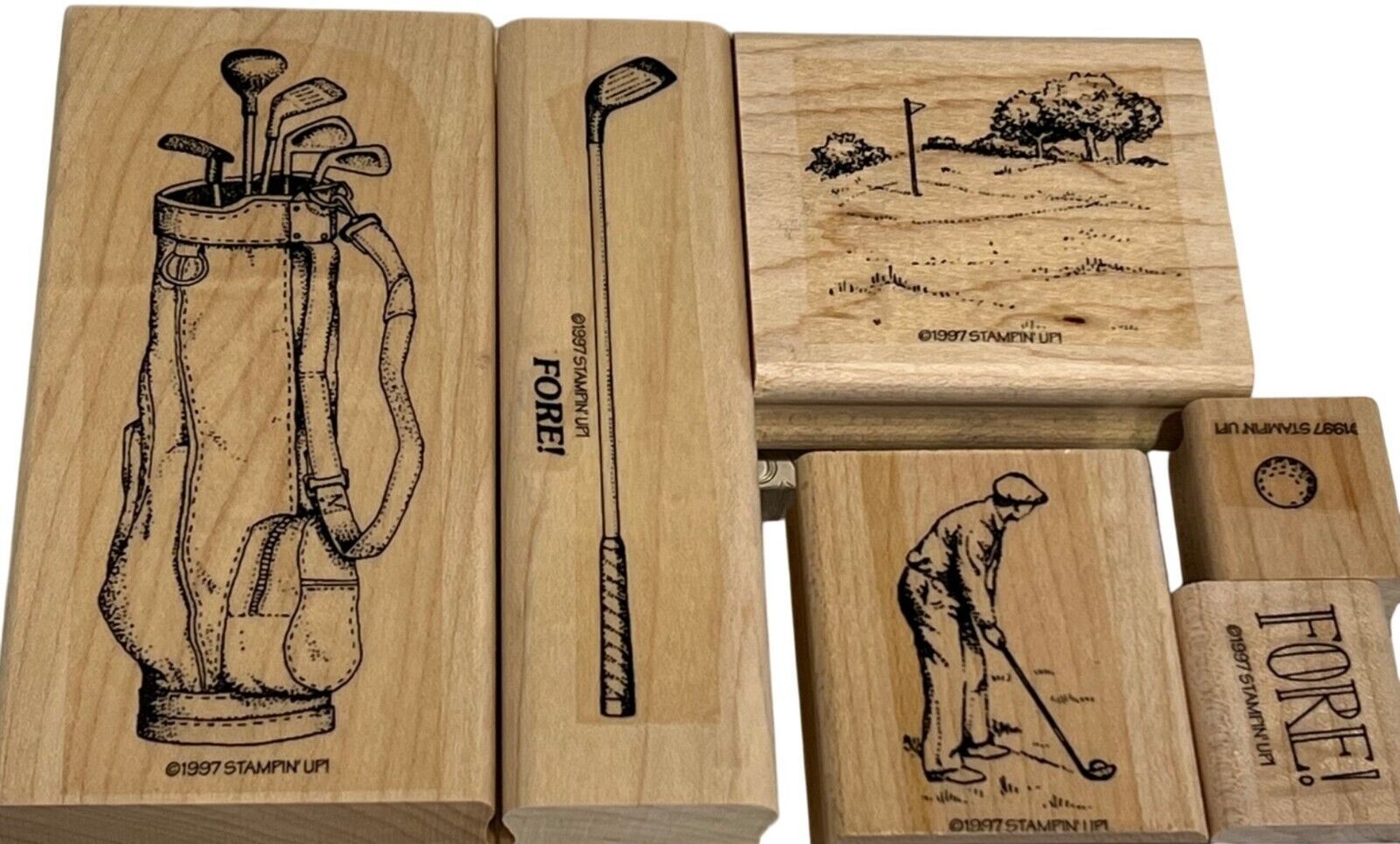Fore! Golf-Themed Rubber Stamp Set By Stampin Up! 1997 - £20.25 GBP