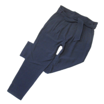 NWT Sezane Austin in Marine Satin Back Crepe Belted Pleated Crop Pant 44 / 12 - £100.99 GBP