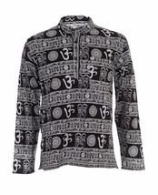 Nepal Fashion Om Print Cotton Hippie Shirt for Unisex (Large, Black) - £15.28 GBP
