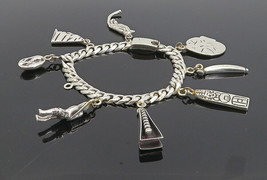 MEXICO 925 Sterling Silver - Vintage Assorted Charm Curb Chain Bracelet - BT3847 - £176.30 GBP