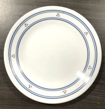 Corning Corelle Country Hearts Bread Butter Plate White Blue Lines Red Flowers  - $8.86