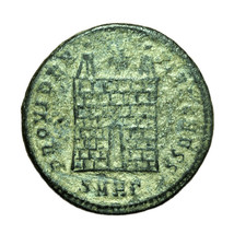 Roman Coin Constantius II Heraclea Follis AE18mm Bust / Camp Gate 04235 - $26.09