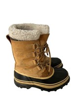 SOREL Womens Snow Boots CARIBOU Canada Leather Wool Liner Lace Up Sz 6 - £24.92 GBP