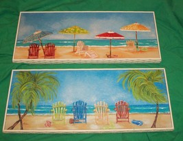 Pullen Art Oil Painting Tropical Decor Water Front Sandy Beach Paradise Cabana - £44.14 GBP