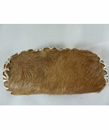 Vintage cow ? hide coin purse or ? with zipper 6&quot; long - $16.28 CAD