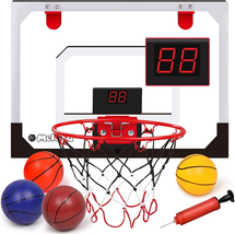 Basketball Hoop Indoor Mini  Hoop for Door with Electronic Scoreboard, 4 Balls - £56.93 GBP