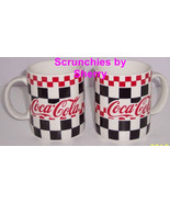 Coke Coca Cola Coffee Mug Checkered Coffee MugsVintage 1996 Lot of 2 - $49.95