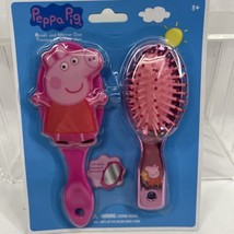 Peppa Pig Hair Brush &amp; Mirror Duo Set Pink Girls Grooming Beauty Fashion - £3.81 GBP