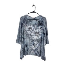 db Established 1962 Shirt Women&#39;s Large Floral 3/4 Sleeve Tunic Polyester Blend - £16.44 GBP
