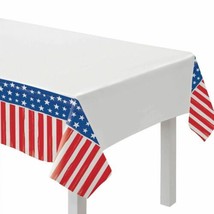 Painted Patriotic Red White Blue 4th July 54 x 96 Tablecover - £5.48 GBP