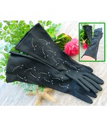 Vintage Long Black Opera Gloves Western Germany Rhinestones Beads  - £19.99 GBP