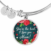 You&#39;re The Best I Love You Mom Stainless Steel or 18k Gold Circle Bangle Bracele - £24.49 GBP