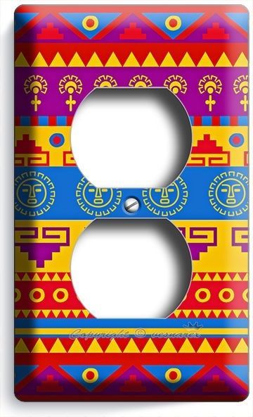 LATIN AMERICAN SOUTHWEST AZTEC INCA DUPLEX OUTLET WALL PLATE ROOM HOME ART DECOR
