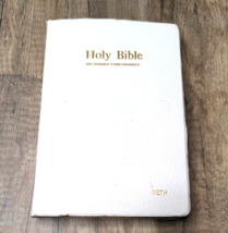 HOLY BIBLE Dictionary Concordance Red Letter Edition KJV 1984 White Leatherette - £6.37 GBP