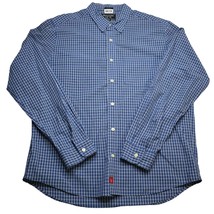 Abercrombie &amp; Fitch Muscle Shirt Adult L Blue Check Long Sleeve Button Up Men - £20.18 GBP