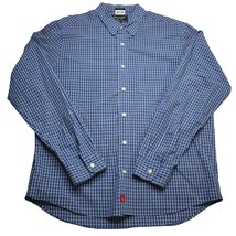 Abercrombie &amp; Fitch Muscle Shirt Adult L Blue Check Long Sleeve Button Up Men - £20.55 GBP