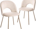 Set Of 2 Canglong Velvet Seat Chairs In Beige With Metal Legs For The Ki... - $197.93