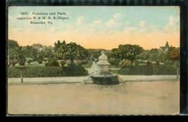 Vintage Railroad Postcard Fountain Park Norfolk Western RR Depot Roanoke VA - £8.55 GBP