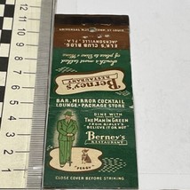 Matchbook Cover  Berney’s Restaurant  Elk’s Club Building  Jachsonville, FL  gmg - $12.38