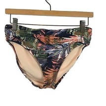 NWOT Womens Size 4 Garnet Hill Tropical Palm Print Ruched Top Bikini Bot... - $17.63