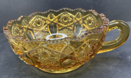 LE Smith Glass Amber Nappy Single Handled Bowl Dish - see description - $12.38