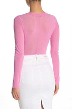 Material Girl Juniors Printed Mesh Bodysuit, X-Small, Fuchsia Pink - $38.22