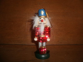 Wooden Toy Soldier , with Red Sequins Jacket Christmas Ornament - $7.00