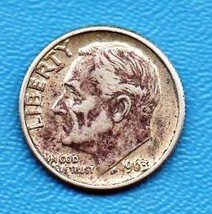 1963 D Roosevelt Dime - Silver -90%  Circulated Moderate Wear - $4.00
